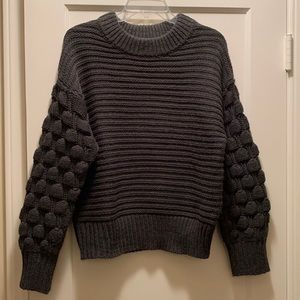 Dark gray chunky bubble sleeve crewneck  sweater